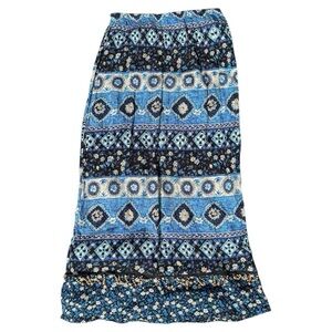 Blue Boho Patterned Maxi Skirt